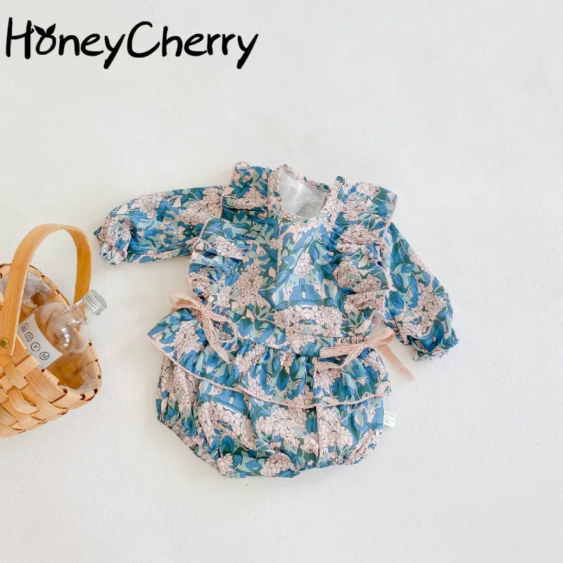 Осенние детские хипстерские боди Универсальная одежда с цветочным рисунком для