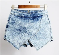 2021 women summer casual sexy high waist denim shorts with zipper female large size patchwork overlapping irregular short jeans