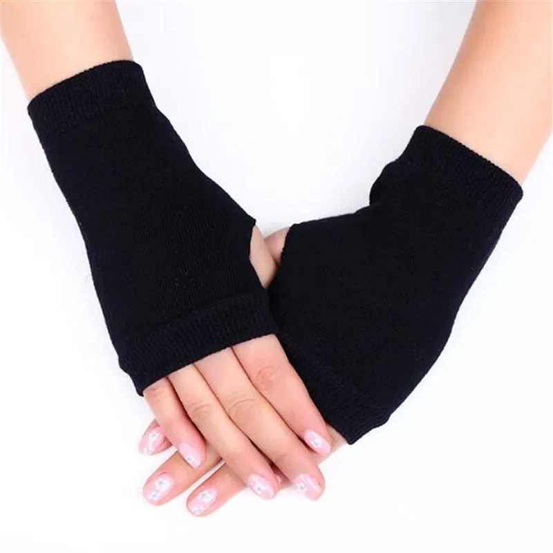 30pair Winter Warm Boy&Girl Students Homework Knitted Dew Finger Gloves,Women Office Pure Color Flexibility Fingerless Gloves