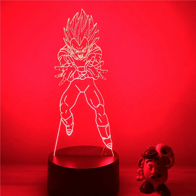 Vegeta F Dragon Ball Z Вегета ГОКу супер сайян, «Жемчуг дракона 3D светодиодный Ночной светильник 7 цветов сенсорный оптический Иллюзия фигурку настольная лампа украшения - Цвет: Vegeta F