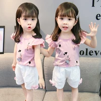 summer toddler girl clothing sets girls fashion cartoon tshirts shorts 2pcs teen kid baby clothes suit 1 4 years shirt set
