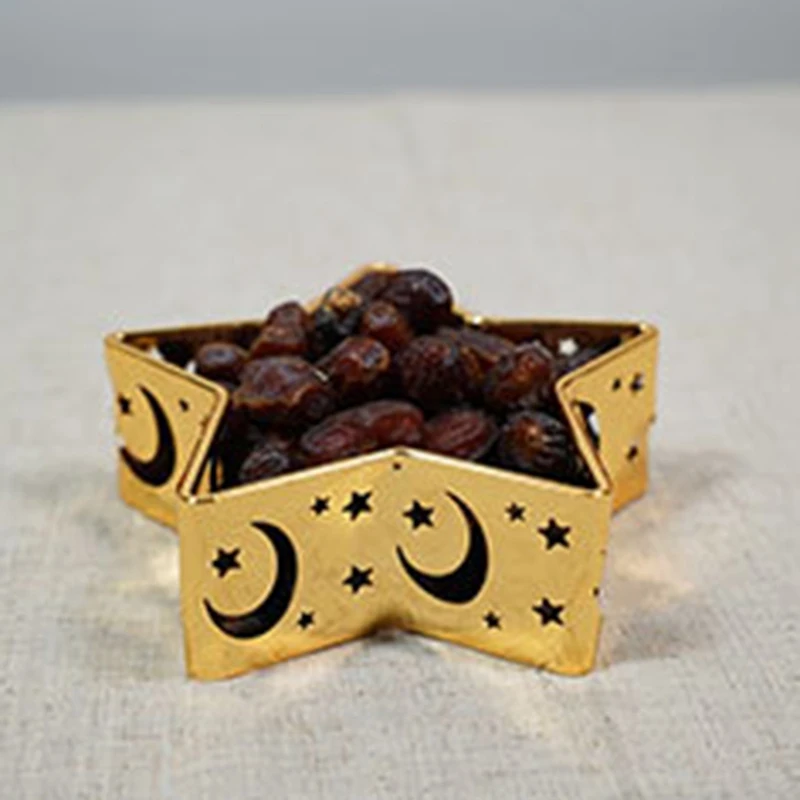 

2pcs Eid Mubarak Moon Star Serving Tray Tableware Dessert Food Storage Container Ramadan Kareem Decor Muslim Islamic Party