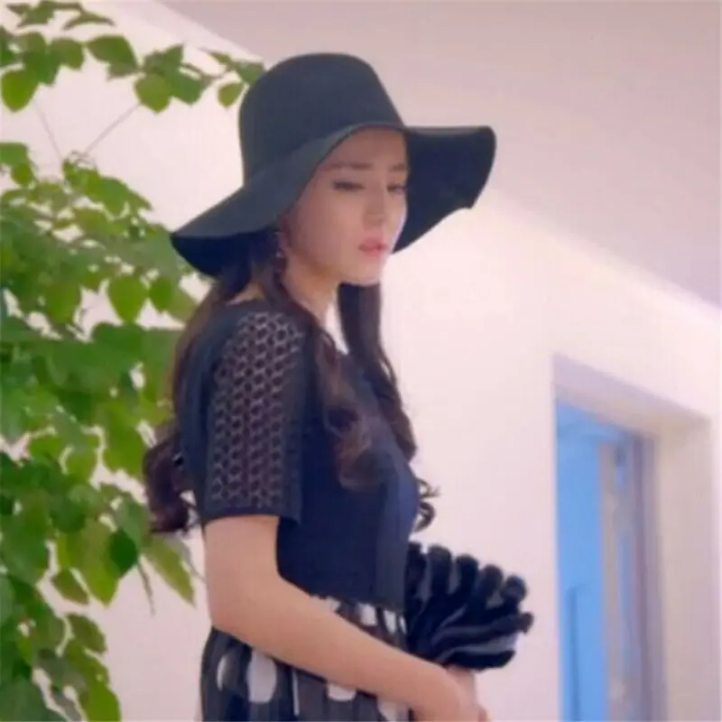 Новые модные женские гибкие широкие поля шляпа-котелок из шерстяного войлока