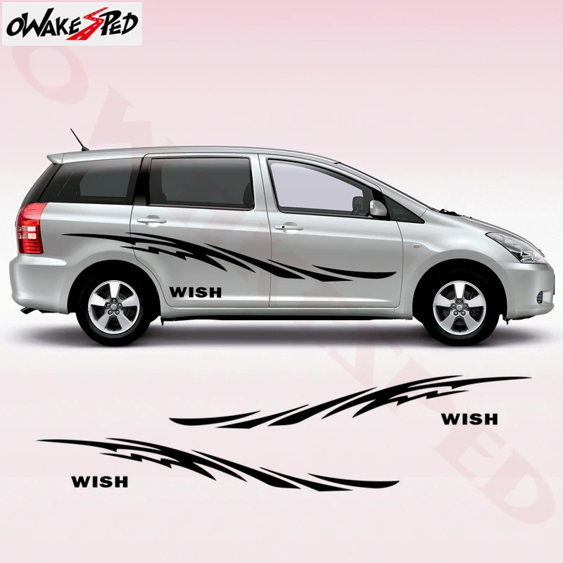 

1 Set Car Body Both Side Stickers For Toyota WISH Racing Sport Stripes Styling Auto Door DIY Vinyl Decals