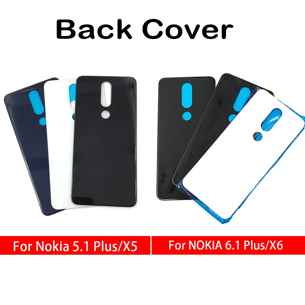 

For Nokia 5.1 Plus X5 Back Battery Cover Door Rear Housing Case Glass Panel For Nokia 6.1 Plus X6 2018 Battery Cover Replacement