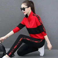 summer fashion outfits womens 2021 new casual sportswear color matching short sleevelong sleeve two piece ins tide