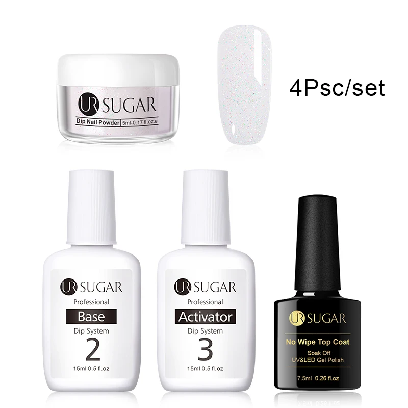 4Pcs set 14 Ur Sugar 5 мл Dip ногтей Порошковая голографическая блеск градиент Сияющий хромированный пигмент погружающийся порошок Набор для украшения ногтей DIY - Цвет: 4Pcs set 14