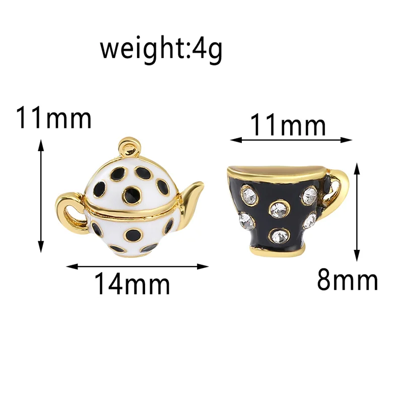 Original Funny Earrings Mini Teacup Stud Earring Vintage British Style Colorful Enamel Teapot Teacup Asymmetric Earrings images - 6