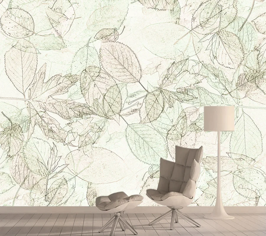 

Retro Leaf Custom Murals 3d Mural Wall Paper Papers Home Decor Wallpapers for Living Room Bedroom Walls Improvement Wallpaper
