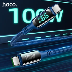 hoco 100w usb c to type c cable 5a pd fast charging led digital display for macbook ipad quick charge for samsung s20 xiaomi 10 free global shipping