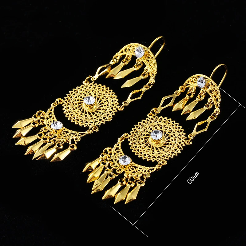 Мусульманские старинные медные серьги с кристаллами для женщин золотые монеты