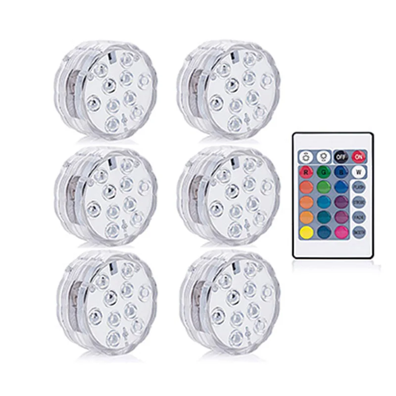 6 lamp 1controller 10 шт. в упаковке, погружной светильник, лампа с дистанционным управлением, RGB, на батарейках, подводный ночник, напольная ваза, садовые, вечерние, Декор - Цвет: 6 lamp 1controller