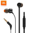 Проводные стереонаушники JBL T110 3,5 мм, музыкальные наушники-вкладыши с глубокими басами, спортивные наушники с управлением в режиме свободные руки и микрофоном