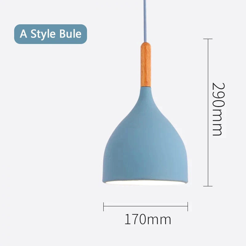 A Style blue Подвесной светильник в скандинавском стиле, современный светодиодный подвесной светильник E27, подвесной светильник для кухни, гостиной, бара, ресторана, спальни, подвесной светильник, абажур - Цвет корпуса: A Style blue