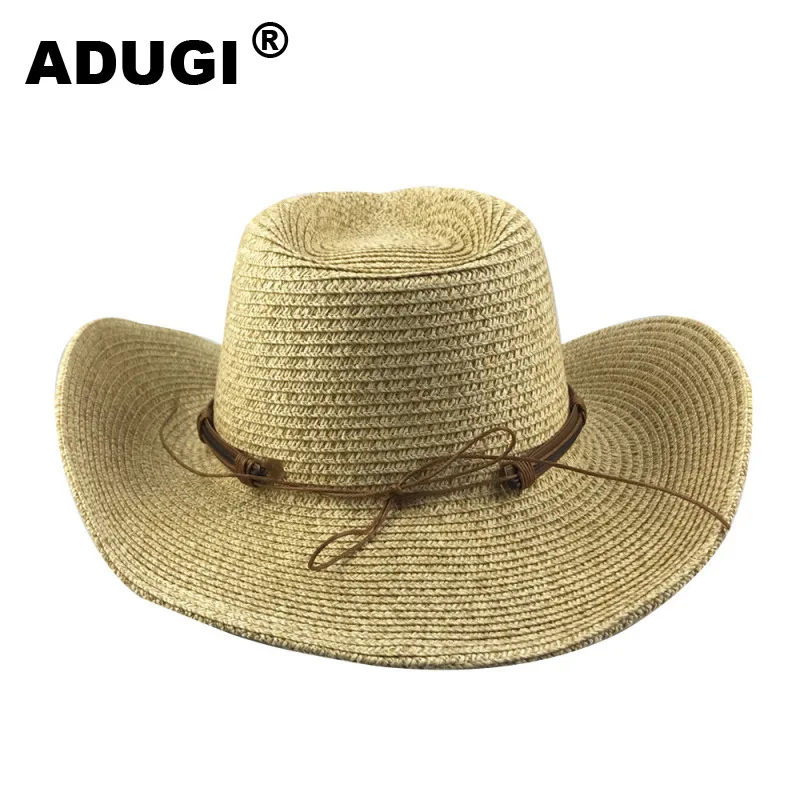 Соломенная шляпа ADUGI для мужчин и женщин популярная летняя Панама от солнца с