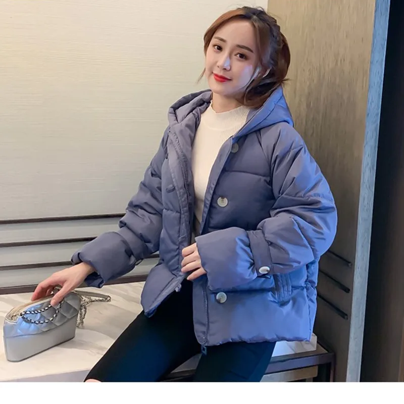 

Women Short Cotton-padded Jacket 2020 Winter New Fashionable Korean Style Loose Horn Button Loose Cuffs Design Ukraine Parka