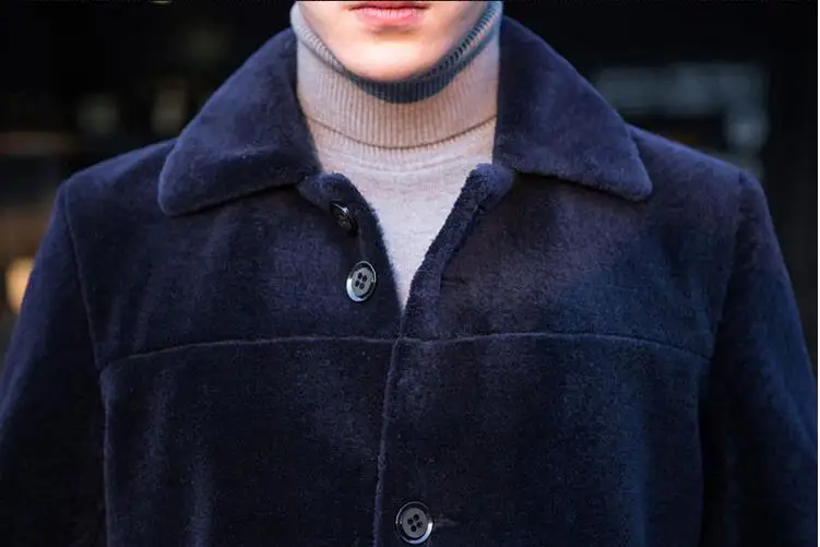 

sheep fashion male shearing Men's winter Jacket long style Plus Size Real fur coat Men