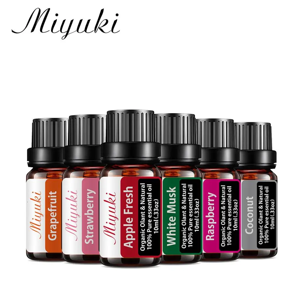 10ML 6pcs Gift Set Pure Essential Oil Diffuser Humidifier Massage Aromatherapy Apple White Musk Raspberry Coconut Strawberry | Красота и