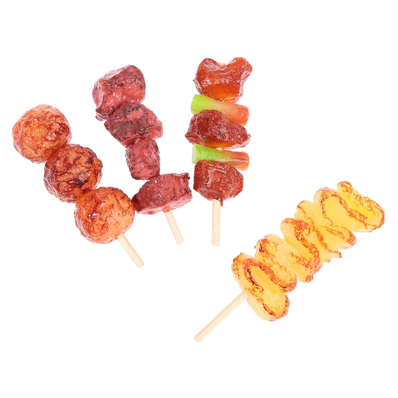 

4pcs/set Children Pretend Kitchen Games Simulation Mini BBQ Skewer Pretend Play Roast Beef Skewer Kitchen Toys For Kid