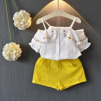 cotton girls clothing sets summer two piece short sleeveless children sets fashion girls clothes suit sweet outfits