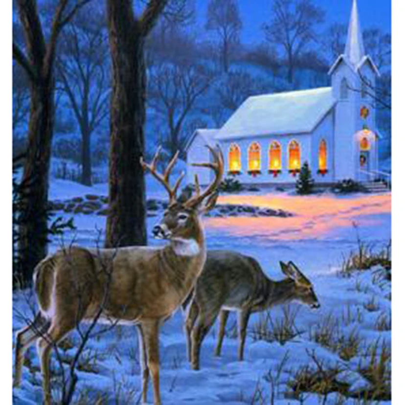 

5D DIY Diamond Painting Animal Painting Snow Fawn Beauty Picture Square/Round Diamond Cross Stitch Embroidery Decoration TX480