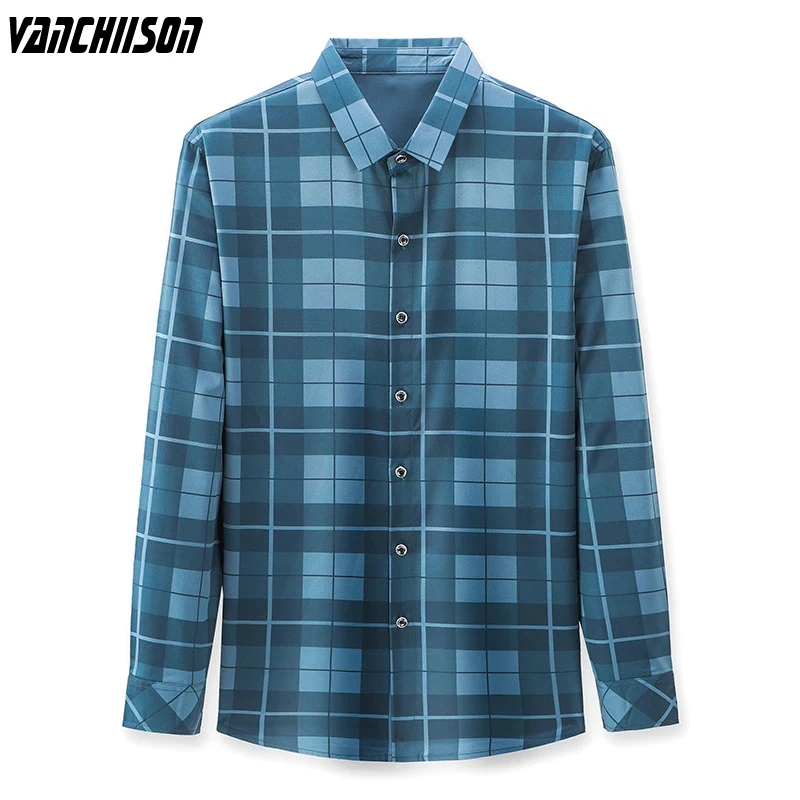 

High Quality Mens Brand Shirt Casual Plaids Retro Vintage 95% Polyester for Spring Male Long Sleeve Turndown Collar A08231610