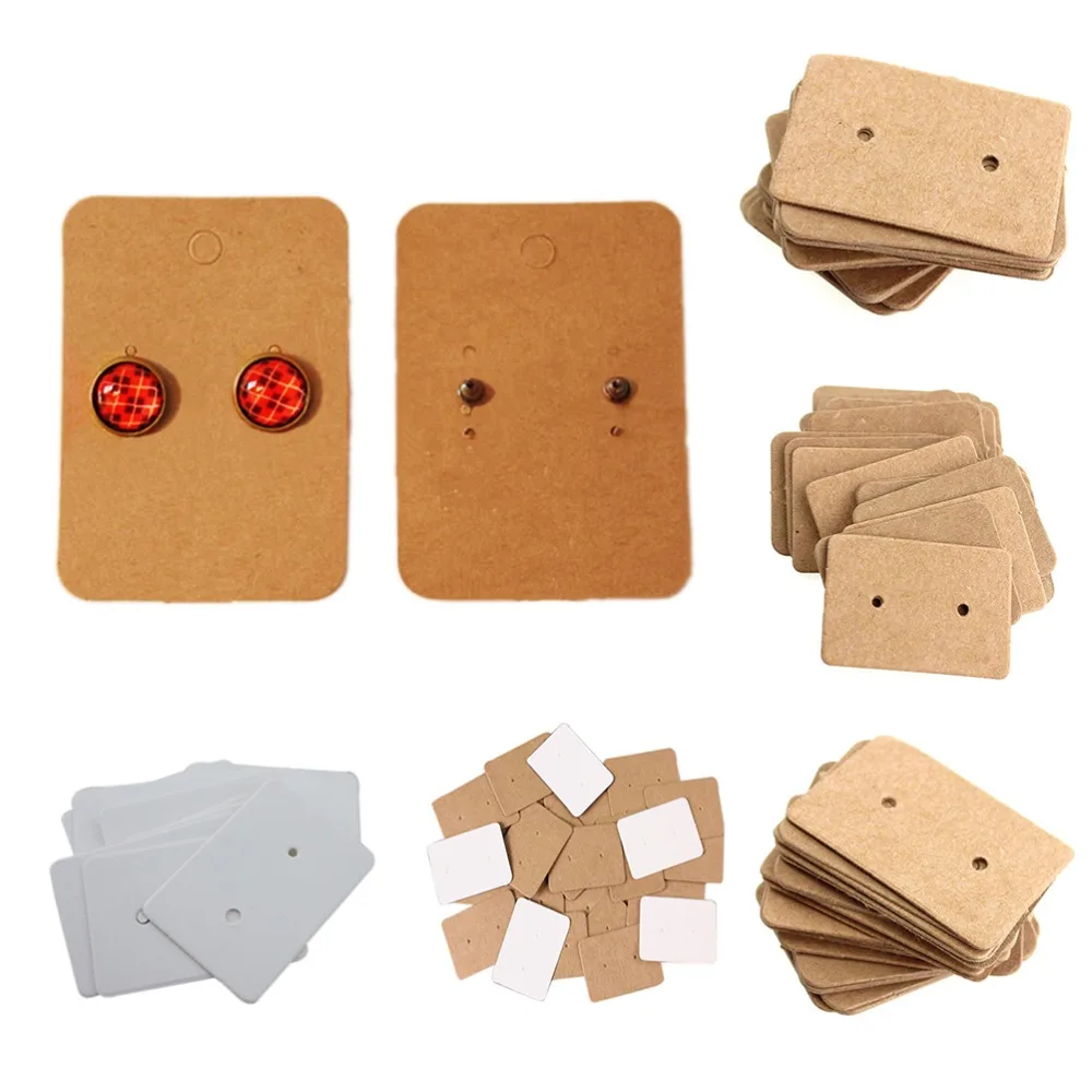 

100Pcs Blank Kraft Paper Ear Studs Card Hang Tag Jewelry Display Earring Crads Favor Marking Garment Prices Label Tags 2.5x3.5cm