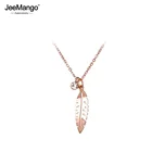 JeeMango модный мозаичный кубический цирконий листья любовь чокер кулон ожерелья ювелирные изделия розовое золото свадебное ожерелье для женщин JN17042