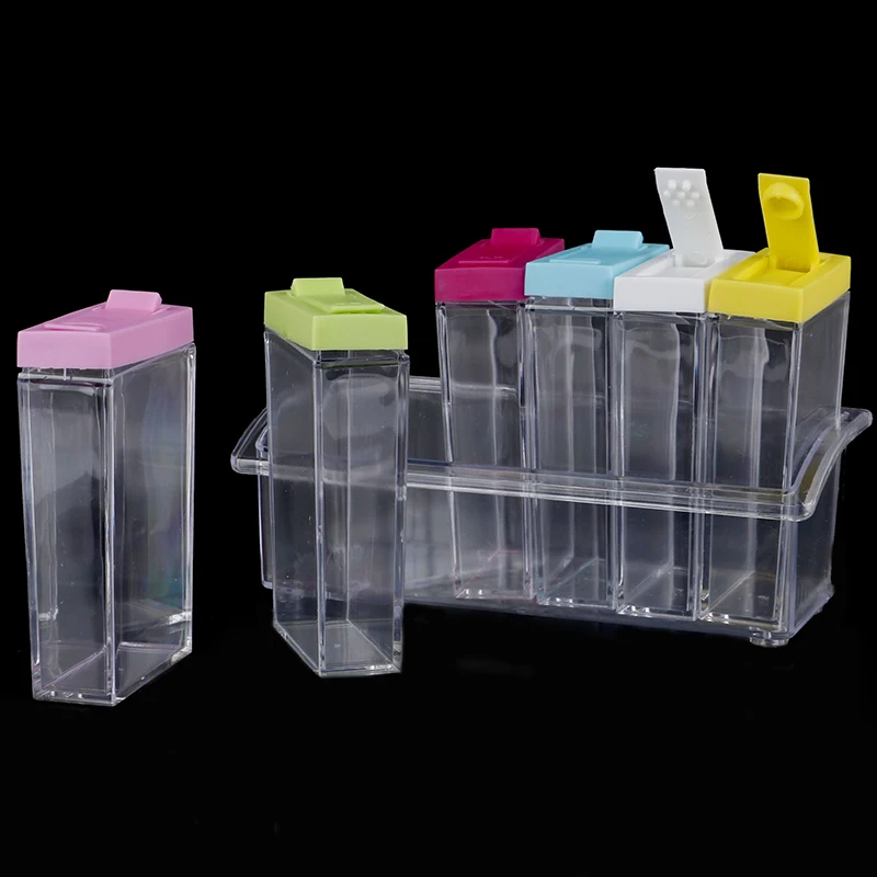 Акриловая прозрачная банка для специй крышка коробка приправ 6 шт./компл.