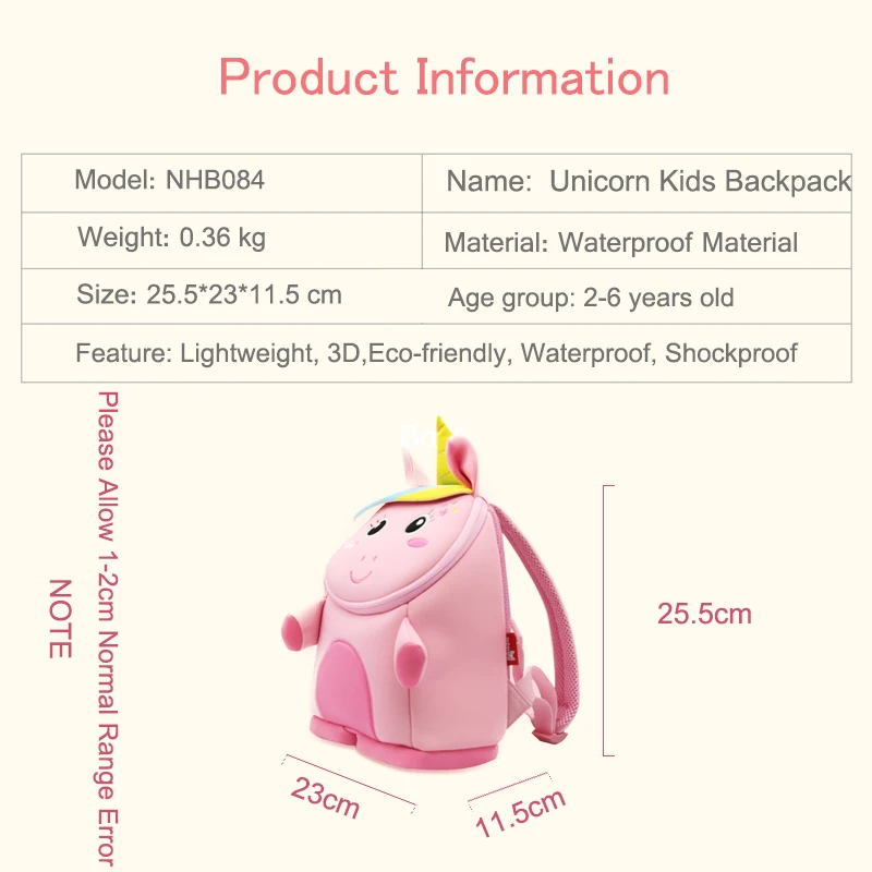 Kinderrucksack NOHOO Kinderrucksack Einhornrucksack für Kleinkinder Rucksack für Kleinkinder 2-7 Jahre alte wasserdichte Kinderg