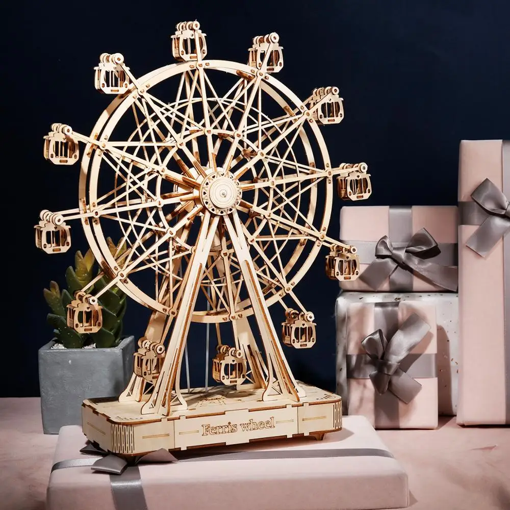 

Robotime Rolife 232pcs Rotatable DIY 3D Ferris Wheel Wooden Model Building Block Kits Assembly Toy Gift for Children Adult