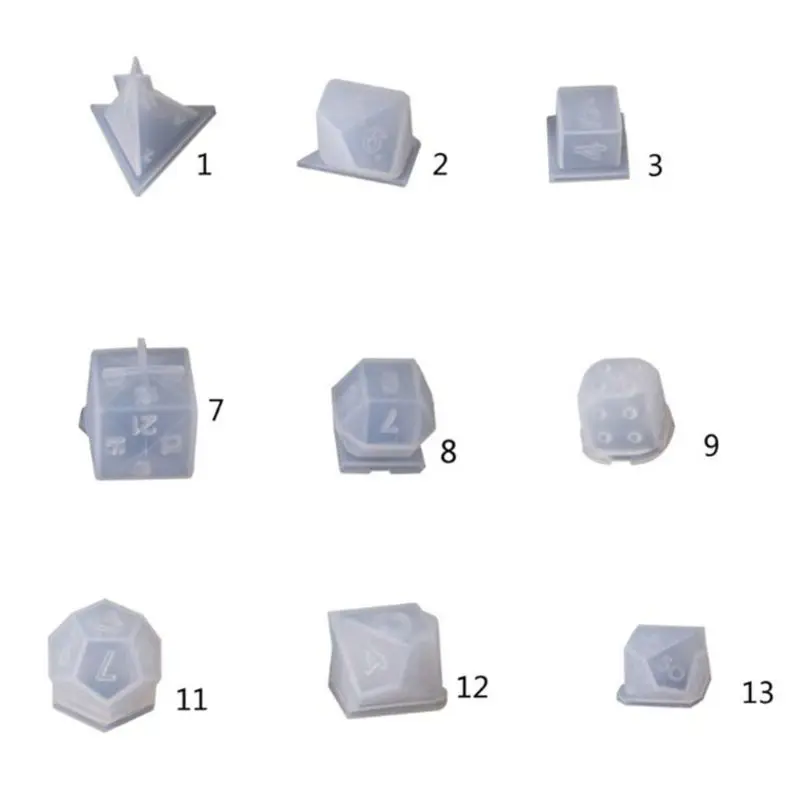 

DIY Crystal Epoxy Mold Dice Fillet Shape Multi-spec Digital Game Silicone Mould P9YF