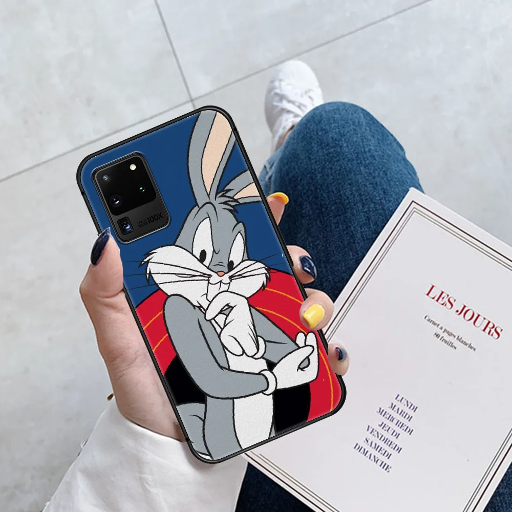 

Cartoon Cute Bugs Bunny Phone Case Cover Hull For Samsung Galaxy S 6 7 8 9 10 e 20 Edge Uitra Note 8 9 10 Plus black Shell