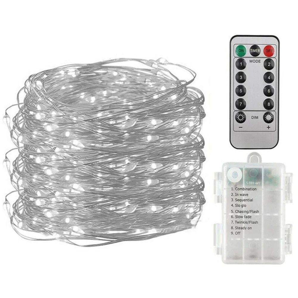 50/100 светодиодов на батарейках мини LED медная проволока гирлянда сказочные огни +