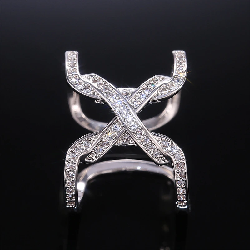 Винтажное серебряное кольцо с поперечным отверстием в форме X для мужчин и женщин