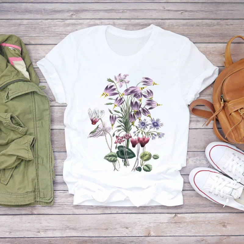 

Women Flower Lady Fashion Short Sleeve Aesthetic Clothes Summer Shirt T-shirts Top T Graphic Female Ladies Womens Tee T-Shirt