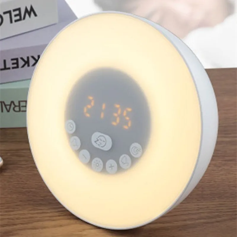 

Bluetooth Speaker Wake Up Light Alarm Clock Simulation Digital 7Colors Light Sound Player Touch Control FM Radio TF MP3 Speakers