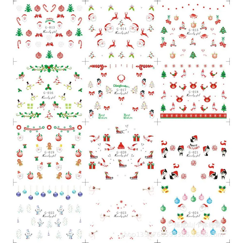 Горячая Распродажа 12 шт./компл. модные рождественские наклейки для ногтей 5