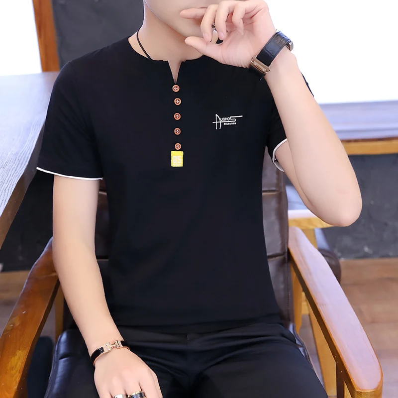 

Футболка с коротким рукавом Мужская Новая летняя крутая облегающая мужская одежда большого размера Корейская версия Модная одежда с корот...