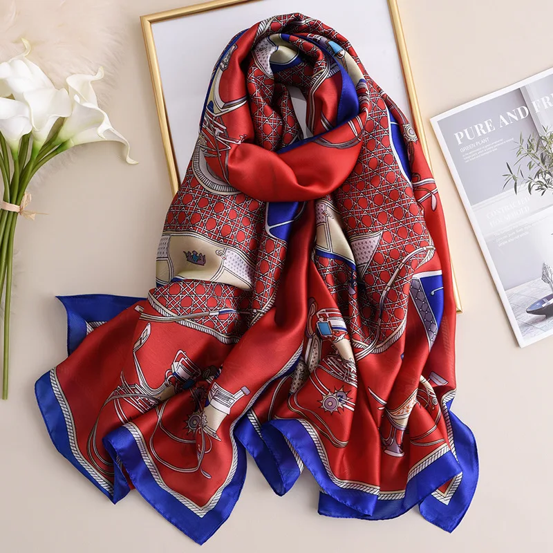 

China brand summer and Autumn women Especially printed warm scarf female fashion silk scarves shawls Foulard Beach wraps hijab