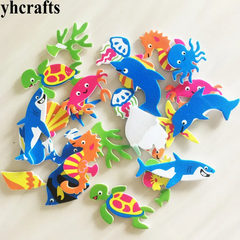 24PCS ocean shark 1 сумка/Лот. Животноводческая ферма пенные наклейки, набор для скрапбукинга. Игрушки для раннего развития детей детский сад искусство ремесла игрушки изготовленные вручную домашнюю работу OEM - Цвет: 24PCS ocean shark
