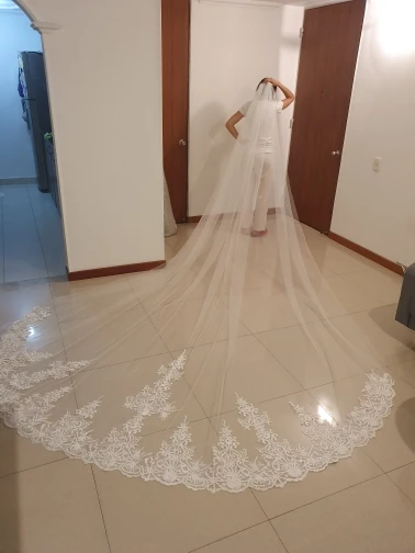 Новая белая слоновая кость 4 м свадебная вуаль с гребнем Velos De Novia 400 см Новинка