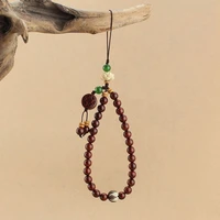 mobile phone lanyard chinese elements mobile phone chain blood sandalwood short wooden wrist rope personality creative ornaments