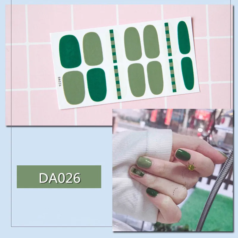 DA026 14 насадок/листов, полное покрытие, наклейки для ногтей, обертывания, сделай сам, наклейки для нейл-арта, простые наклейки, самоклеющиеся наклейки для ногтей, фламинго, валентинка - Цвет: DA026