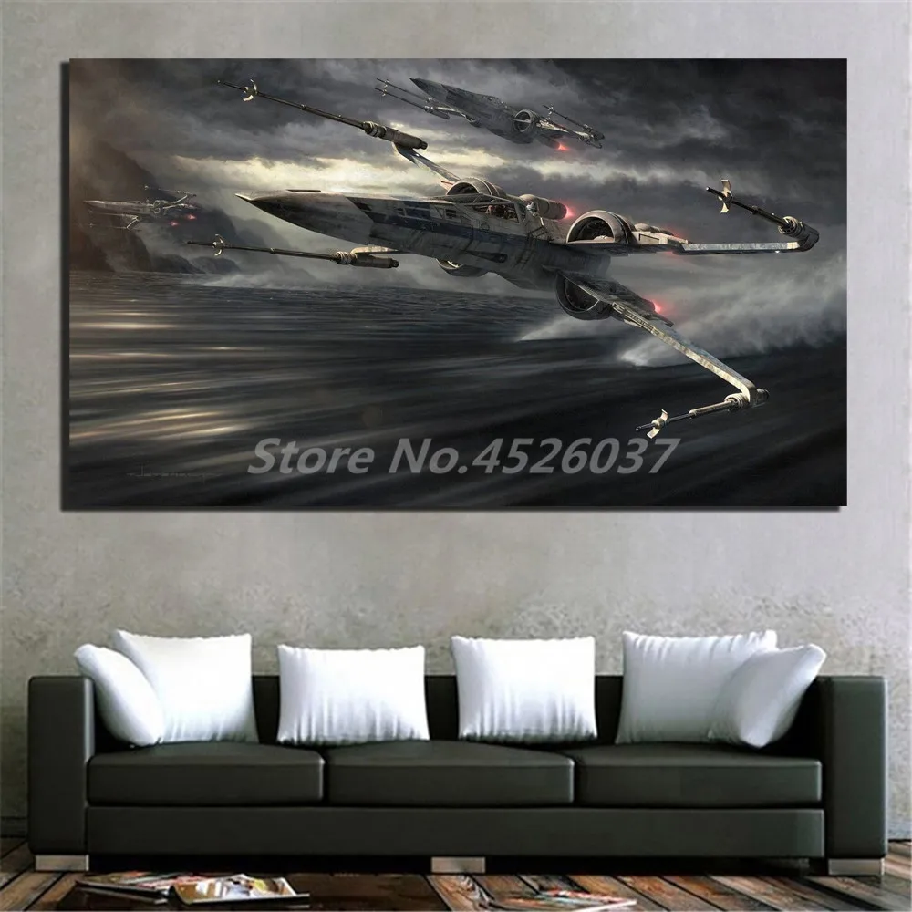 Настенная картина X Wing Starfighter Over Ocean художественный фильм печать на холсте