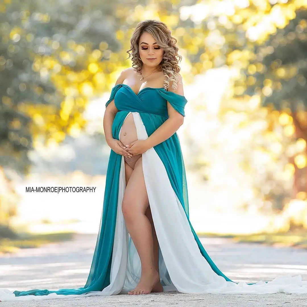 

Сине-белое платье для беременных женщин для фотографии индивидуальное изготовление на молнии сзади платье для беременных женщин халаты пл...