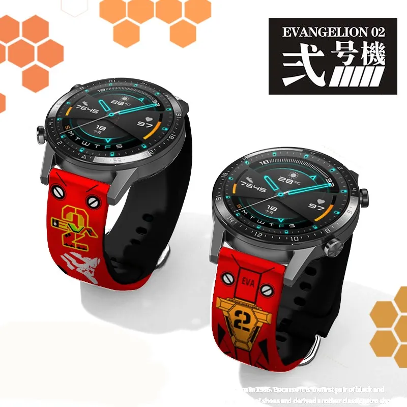 

Ремешок силиконовый Shogoki EVA 01 02 для смарт-часов, браслет для Huawei GT 2 2E Magic Watch 2 42 мм 46 мм, 22 мм 20 мм