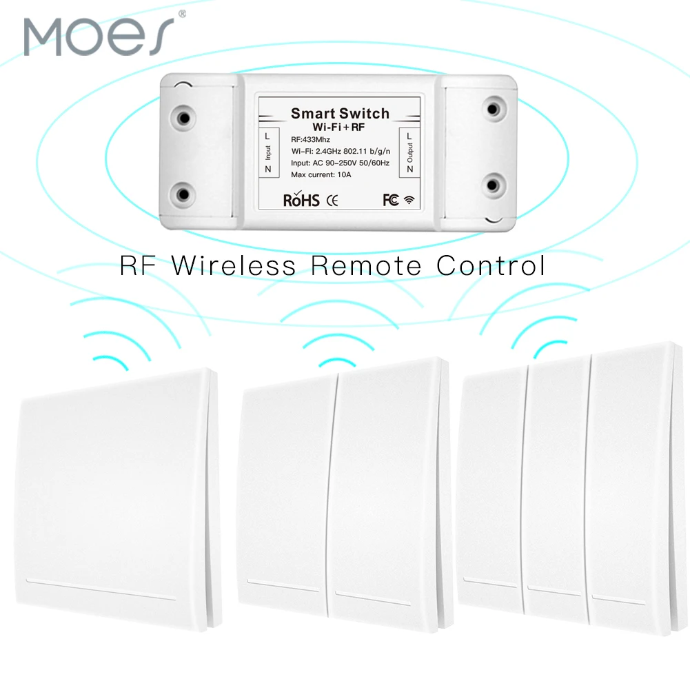 RF433 110 В 220 в приемник Wifi беспроводной пульт дистанционного управления умный переключатель, приложение Smart Life/Tuya, работает с Alexa Google Home