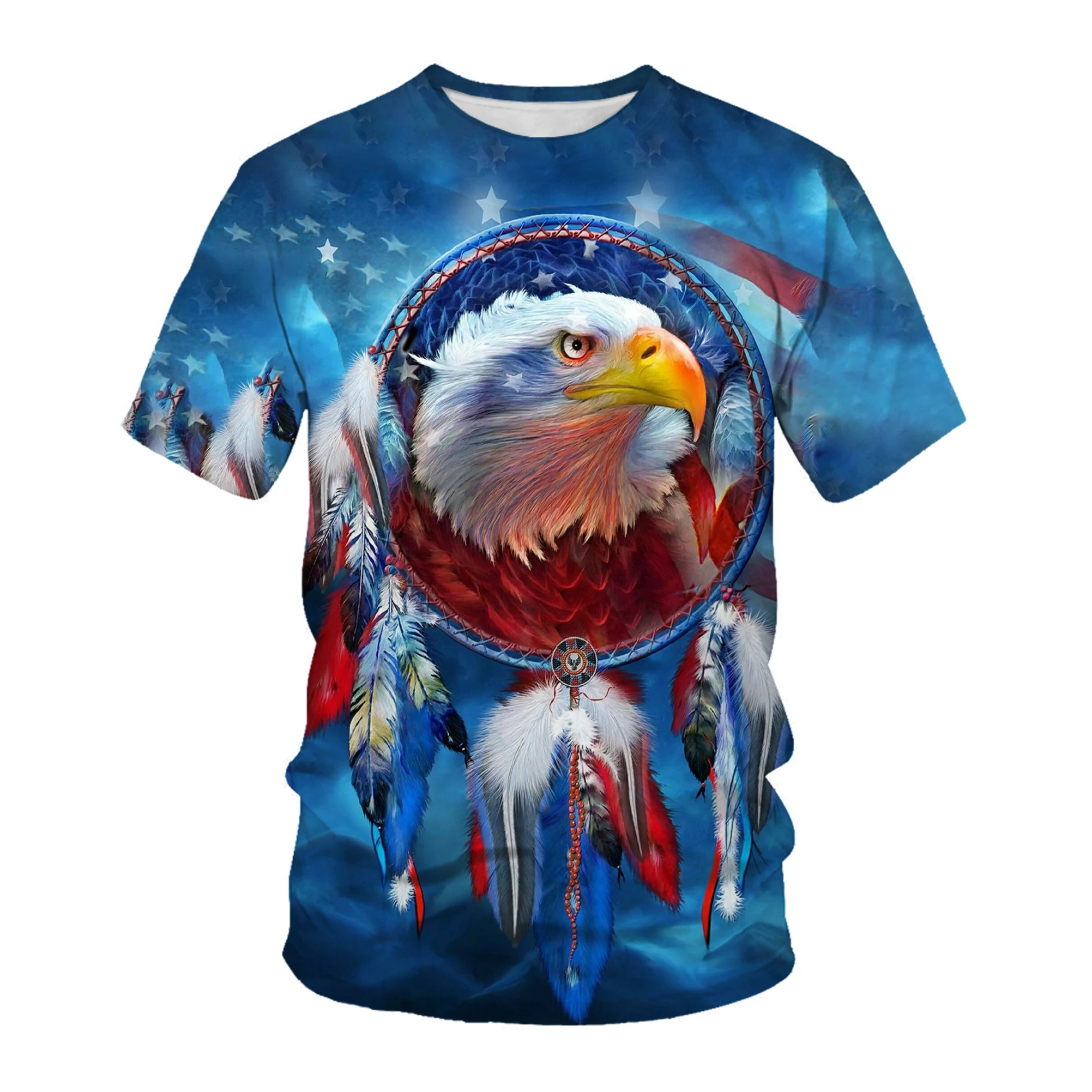 

God bird eagle 3d printing T-shirt fashion new summer hot sale casual O-neck men's parent-child full-size T-shirt men