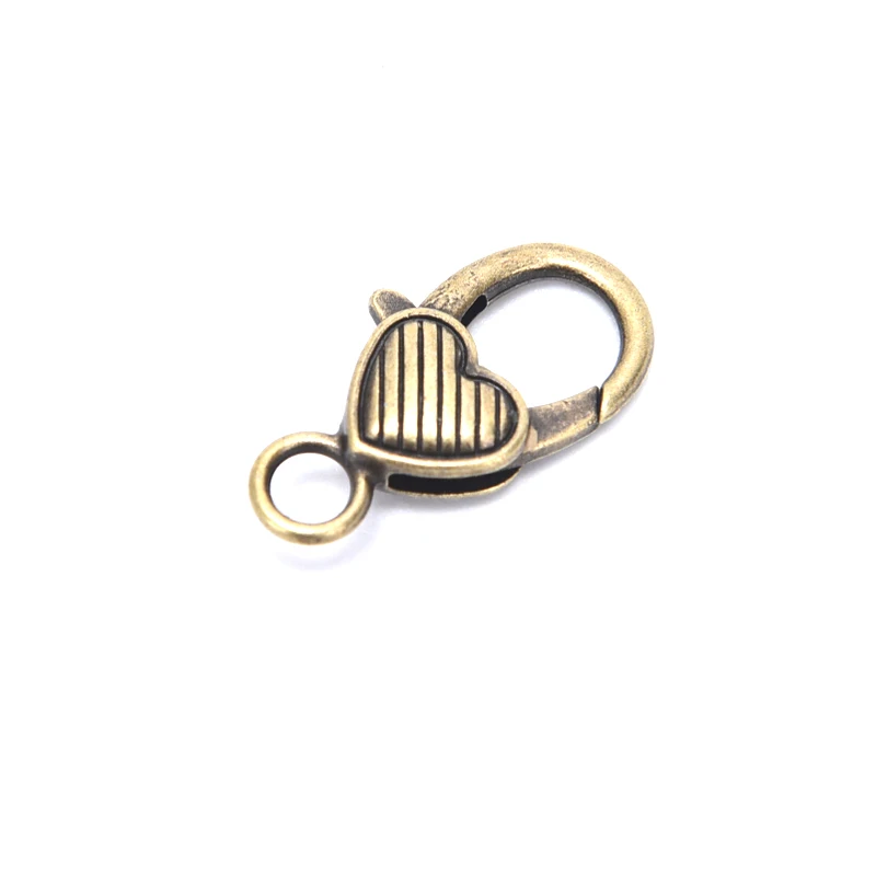 

10pcs/lot Metal Heart-Shaped Lobster Clasps Hooks Connect Buckle For Jewelry Finding Bronze Color